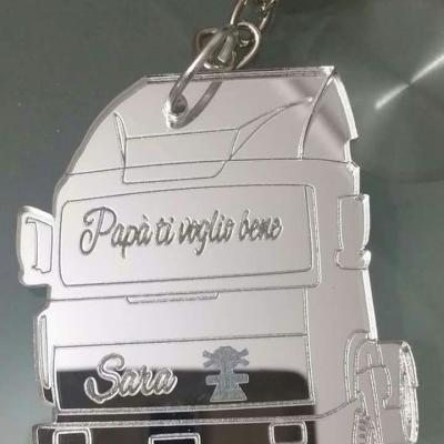 Plexiglass Argento Specchio Portachiave Camion Dedica Papa
