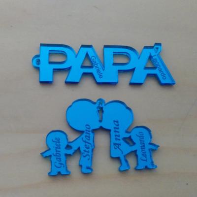 Plexiglass Blu Specchio Portachiave Papa E Famiglia