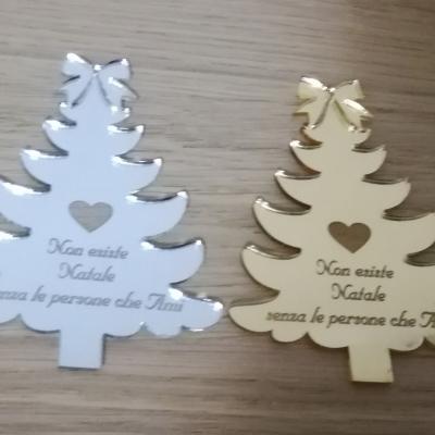 Plexiglass Oro E Argento Specchio Albero Natale Da Appendere Dedica