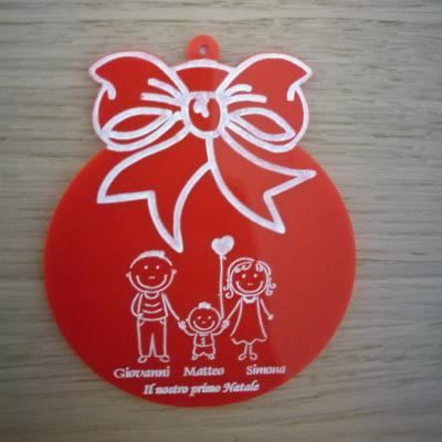 Plexiglass Rosso Naturale Palla Natale Famiglia 3 Da Appendere