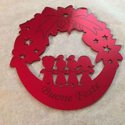 Plexiglass Rosso Specchio Ghirlanda Famiglia Buone Feste