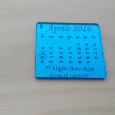 Plexiglass Blu Specchio Portachiavi Calendario Ricordo Nascita